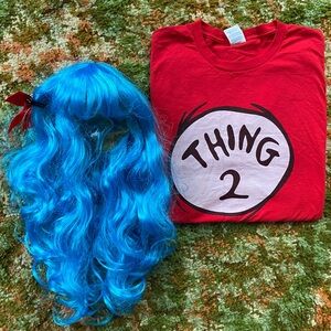 Dr Suess Thing 2 shirt and blue wig